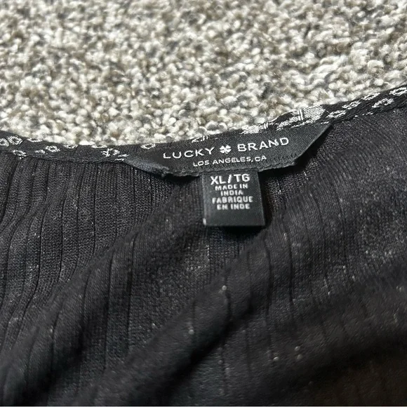 Lucky Brand Women’s Black & White Patterned Blouse XL Paisley Long Sleeve - Picture 14 of 14